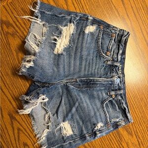 American Eagle Outfitters Women's Ripped Blue Jean Shorts
